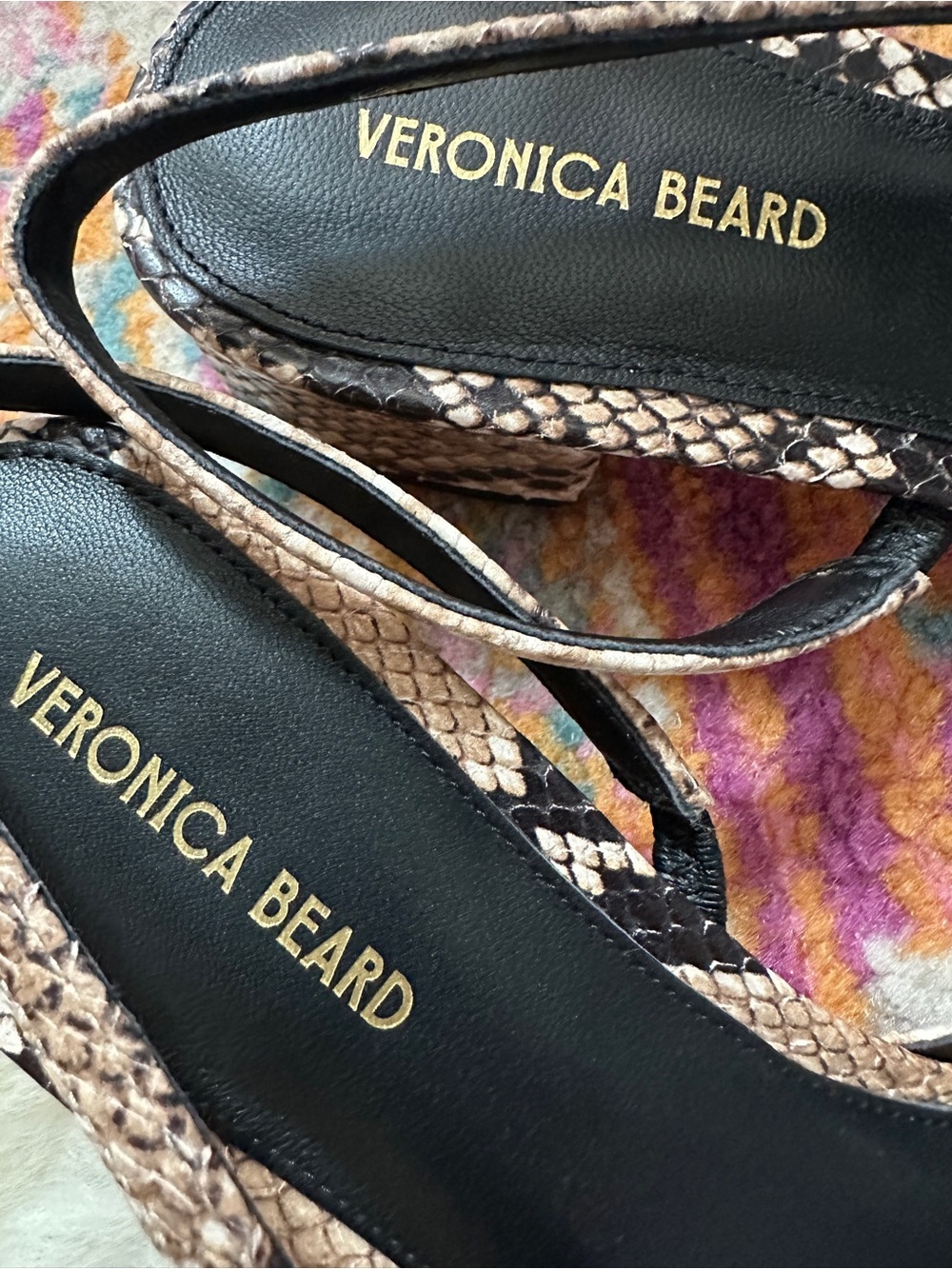 Veronica Beard Cecile Slingback Pumps – Latte Snakeskin Print – Women’s Size 7 - Picture 9 of 10